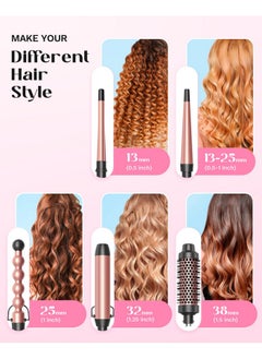 5 In 1 Curling Iron,Curling Wand Set With Curling Brush And 4 Interchangeable Ceramic Curling Wand(0.5”-1.25”),Instant Heat Up,Include Heat Protective Glove & 2 Clips