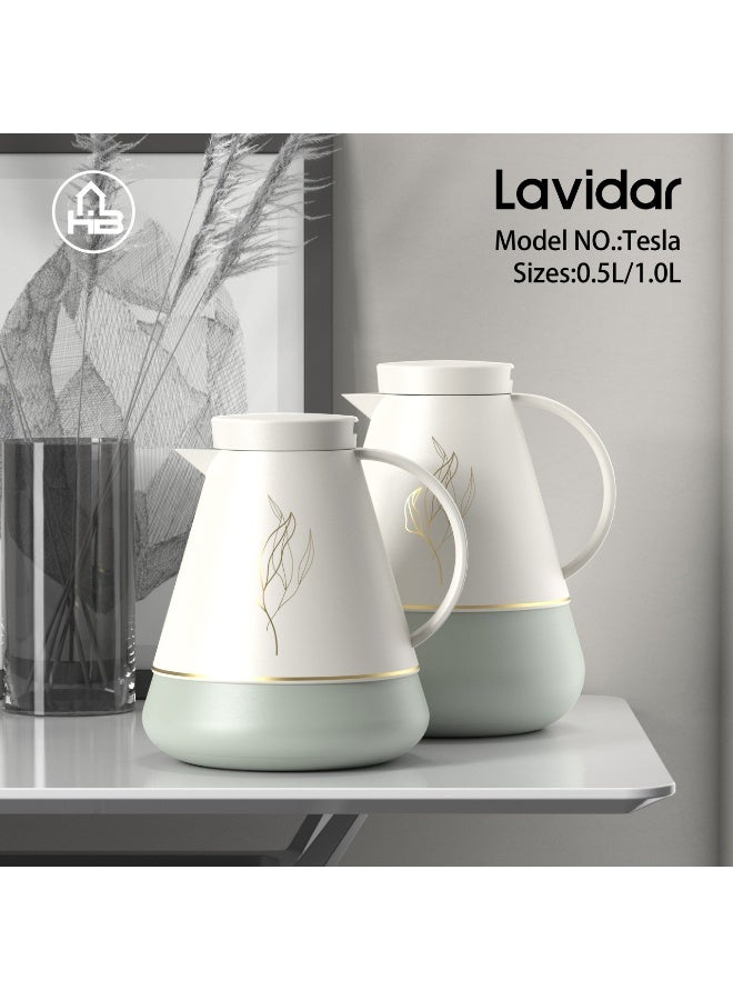 Lavidar vaccum flask 1L/Elegant Thermos/Glass inner/Hot&Cold/HB
