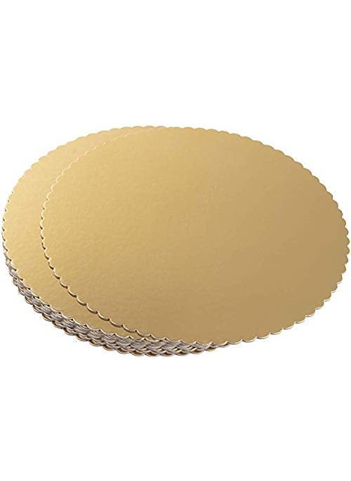 BAKING SET Baking Set Cake Base 10 Piece Cardboard Round Cake Base 10 Inches Diameter Gold  - Image 2