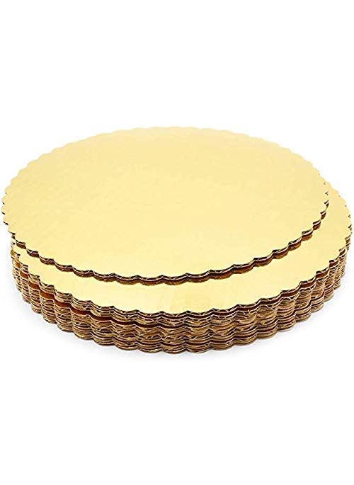 BAKING SET Baking Set Cake Base 10 Piece Cardboard Round Cake Base 10 Inches Diameter Gold  - Image 1