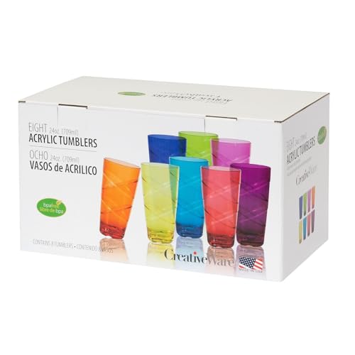 CreativeWare Circus Set of 8, 24 Ounces Tumbler Set, 24 oz, Multicolor (CIR08MULTI) - Image 3