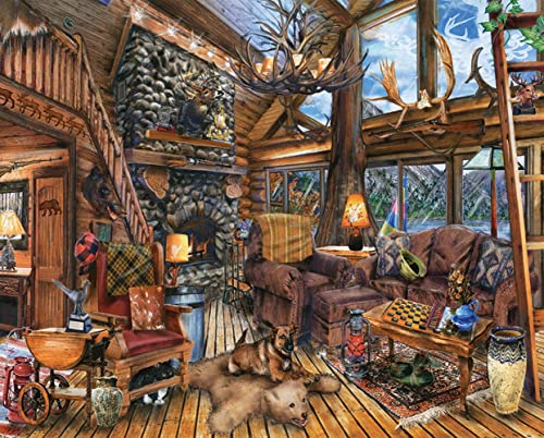 Springbok Puzzles The Hunting Lodge 1000 Piece Jigsaw Puzzle Large 30 Inches by 24 Inches Puzzle Made in USA Unique Cut Interlocking Pieces - Image 1
