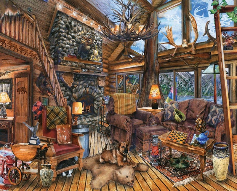 Springbok Puzzles The Hunting Lodge 1000 Piece Jigsaw Puzzle Large 30 Inches by 24 Inches Puzzle Made in USA Unique Cut Interlocking Pieces - Image 3