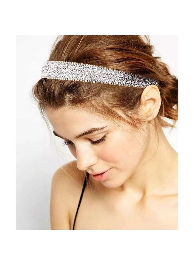 Wecoe 4 Pack Rhinestone Headbands Girls Women Fashion Glitter Sparkly Diamond Headbands Flower Girls Hair Accessories Women Girls Birthday Christmas Gifts (Pink, Coffee, Silver, Rainbow Color) - Image 4