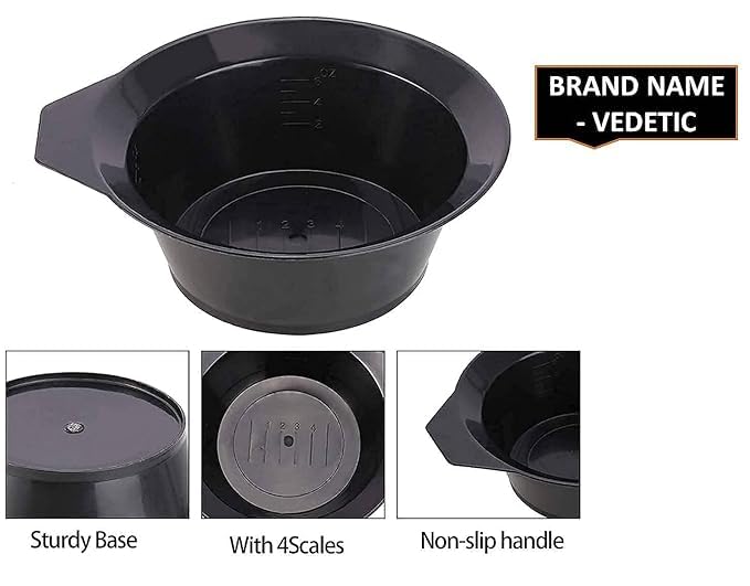 VEDETIC Plastic Hair Color Mixing Bowls 5 Pack | Hair Dye Applicator and Bleach Mixing Bowl with Handle for Salon or Personal Use - Image 2