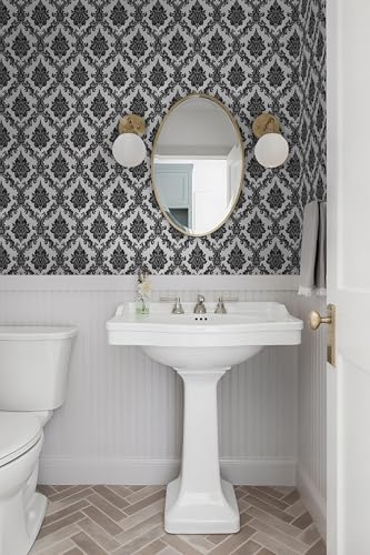 Micpolo 17.7" x118" Peel and Stick Wallpaper Black Wall Paper for Bedroom Damask Gothic Wallpaper Black Contact Paper for cabiner Shelf Liner Furniture Decorative Wall Vinyl - Image 3