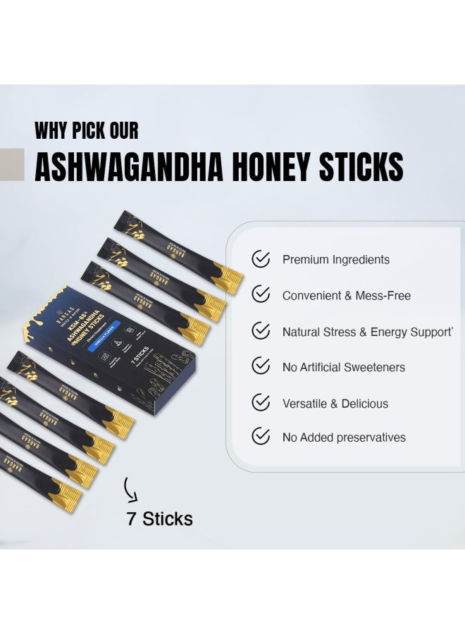 BARGAD Ksm-66 Ashwagandha Honey Sticks – Premium Organic Honey Infused With Adaptogenic Ashwagandha, Helps Promote Relaxation & Focus, Boosts Energy & Vitality, No Artificial Additives – 7 Count - Image 3