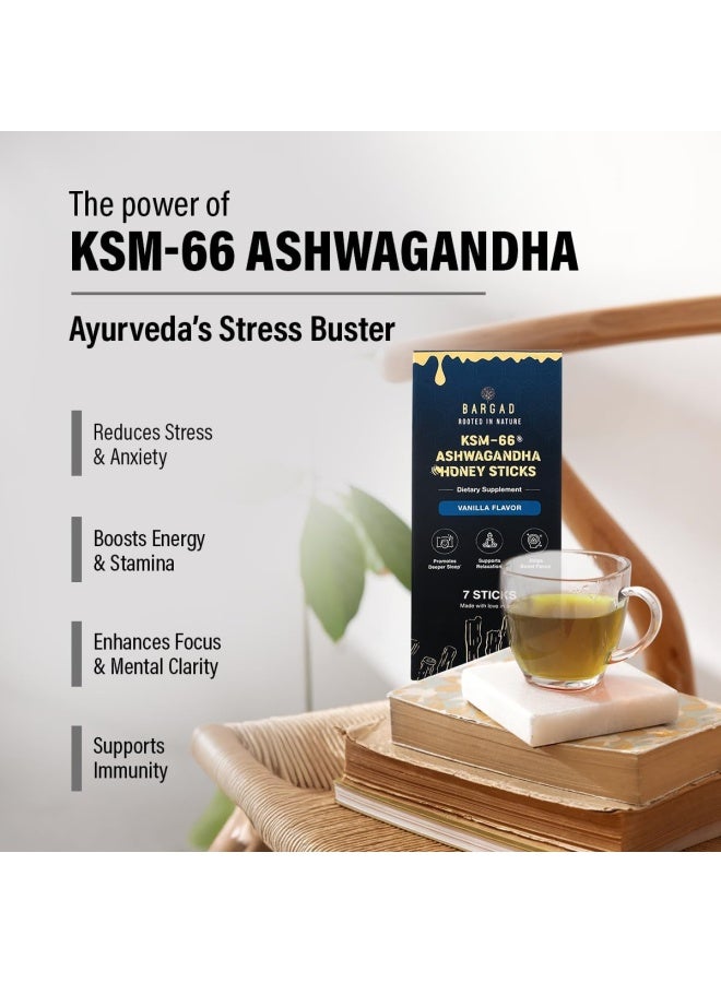 BARGAD Ksm-66 Ashwagandha Honey Sticks – Premium Organic Honey Infused With Adaptogenic Ashwagandha, Helps Promote Relaxation & Focus, Boosts Energy & Vitality, No Artificial Additives – 7 Count - Image 2