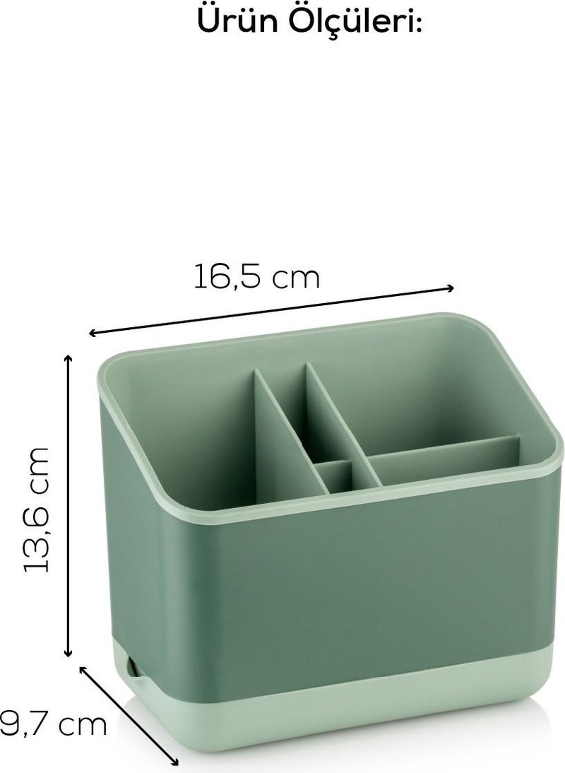 5 Compartment Organizer Cutlery Holder Countertop Spoon Organizer Green