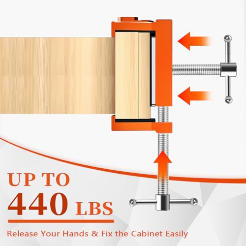 Lifarsculp Cabinet Clamps, Professional Wood Joinery Alignment Tool, Adjustable Panel Clamping System for Cabinet Building, 4-Point Positioning Clamps, 2 Pack, Orange - Image 3