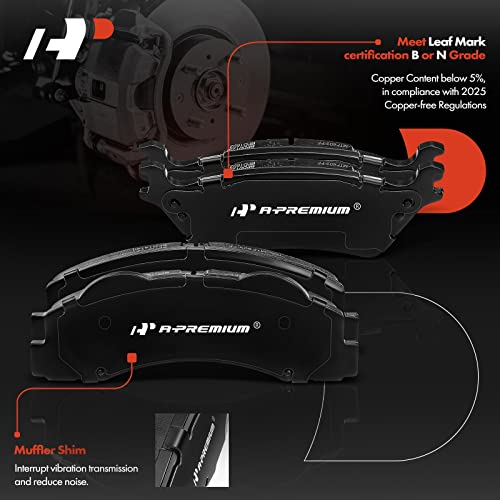 A-Premium Front & Rear Ceramic Disc Brake Pads Set Compatible with Select Ford Models - For F-150 2012-2020, with Hardware, 8 Pcs - Image 2