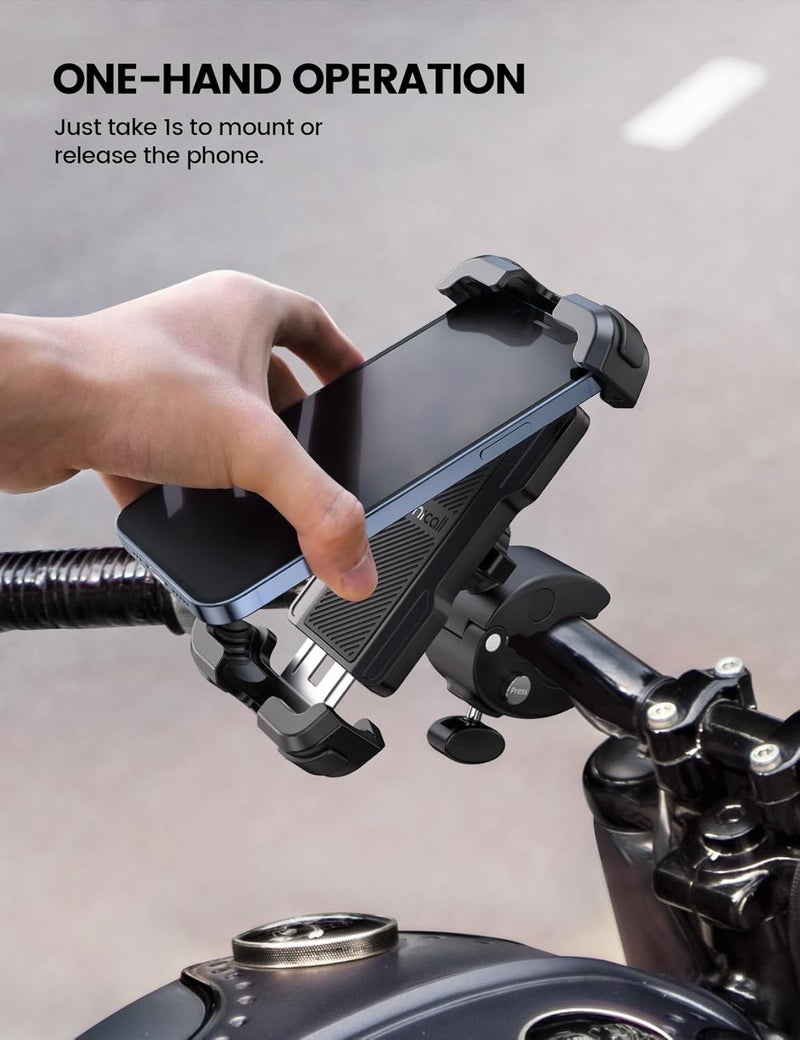 Lamicall Motorcycle Phone Mount, Bike Phone Holder - Upgrade Quick Install Handlebar Clip for Bicycle Scooter, Cell Phone Clamp for iPhone 17/16 Pro,15 Pro MAX, Galaxy S25 and More 4.7-6.8" Phone - Image 2