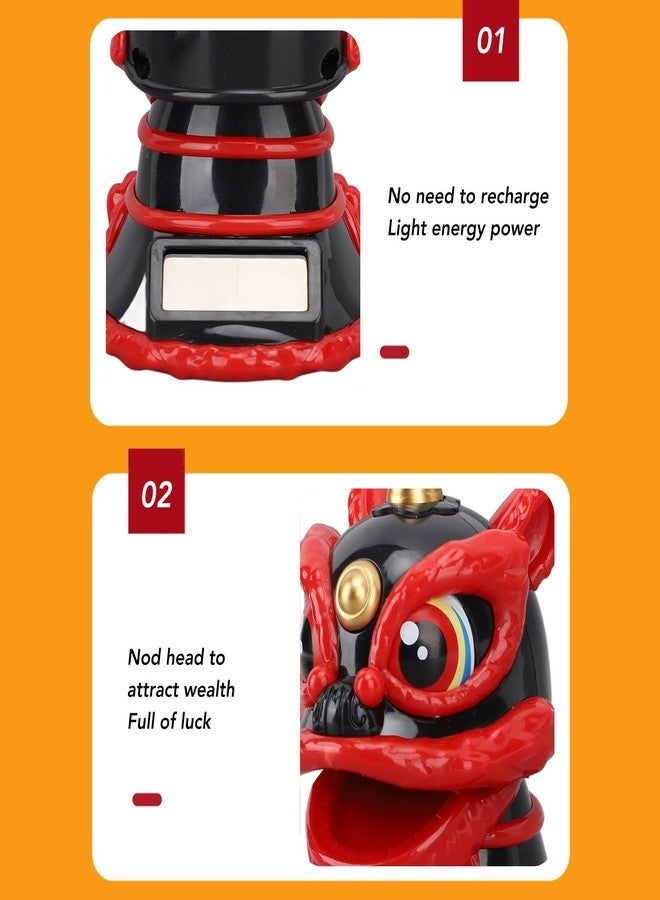 Jerliflyer Solar Powered Dancing Lion Ornament,Chinese New Year Lucky Dancing Lion Toy for Home Decoration and Car Interior Accessories(Black) - Image 4