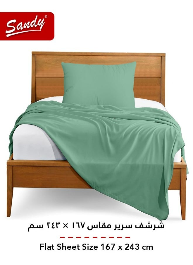 Sandy - Sandy Premium Hotel Quality Flat Sheet and Pillow Case, Bed Sheet 2 Pieces Set, Soft & Breathable and Cooling, Extra Twin Size 243 x 167 cm, Green - Image 1
