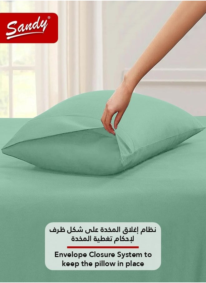 Sandy - Sandy Premium Hotel Quality Flat Sheet and Pillow Case, Bed Sheet 2 Pieces Set, Soft & Breathable and Cooling, Extra Twin Size 243 x 167 cm, Green - Image 1