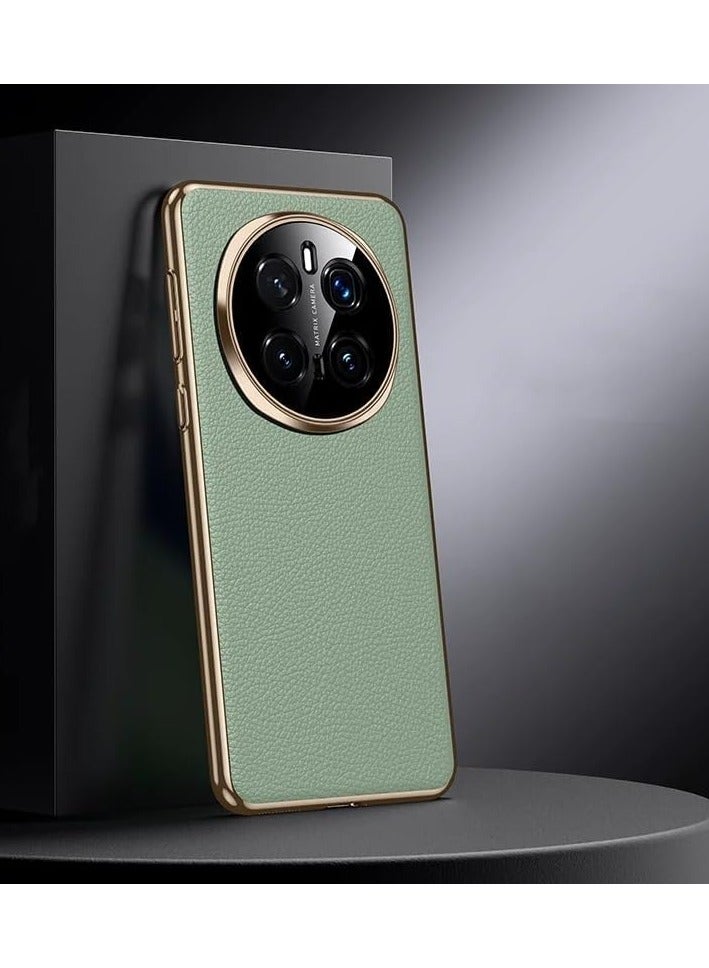 Case Compatible with Honor Magic 7 Pro Case, First Layer Genuine Leather Electro-Ceramic PC Case Shockproof Anti-Fingerprint Camera Lens Protection Cover