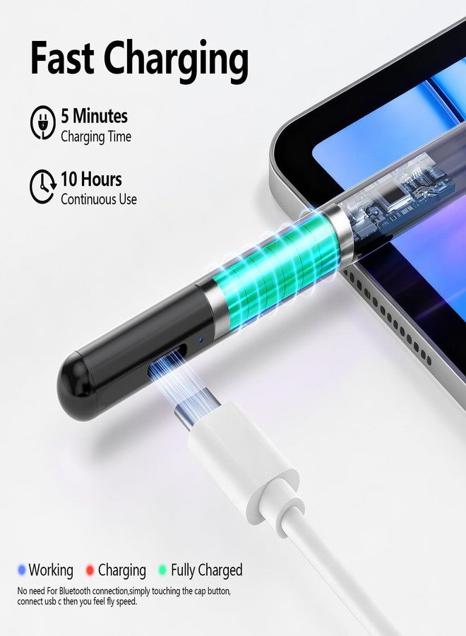 JAMJAKE Stylus Pen 2X Fast Charge Active Pencil Compatible with 2018-2025 Apple iPad Pro 11"/12.9"/M4, iPad Air 3/4/5/M2/M3, iPad 6-11, iPad mini 5/6 Gen-Black - Image 3