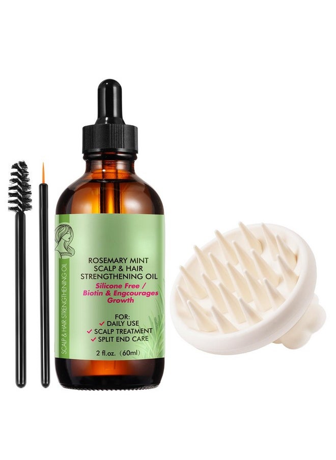 Bieyoc Rosemary Oil For Hair 60Ml, Rosemary Oil With A Silicon Massage Brush, Strengthens Hair And Nourishes Scalp  - Image 1