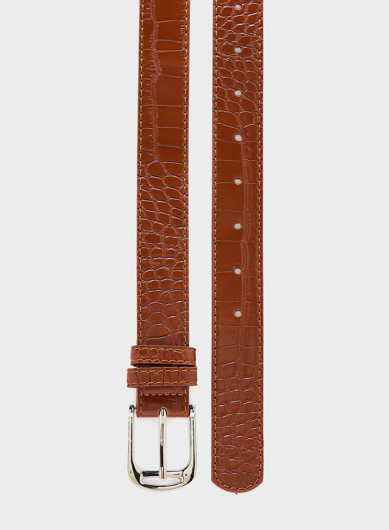 Ginger Croc Print Belt  - Image 2