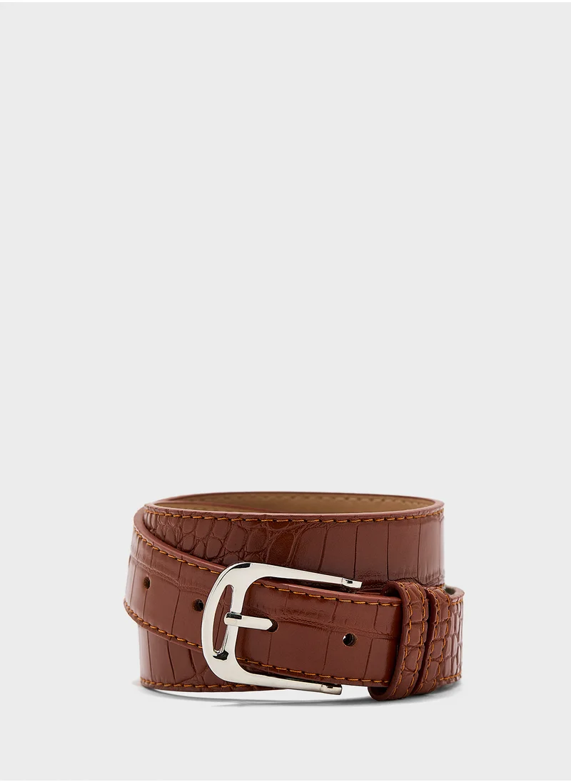 جينجر Croc Print Belt
