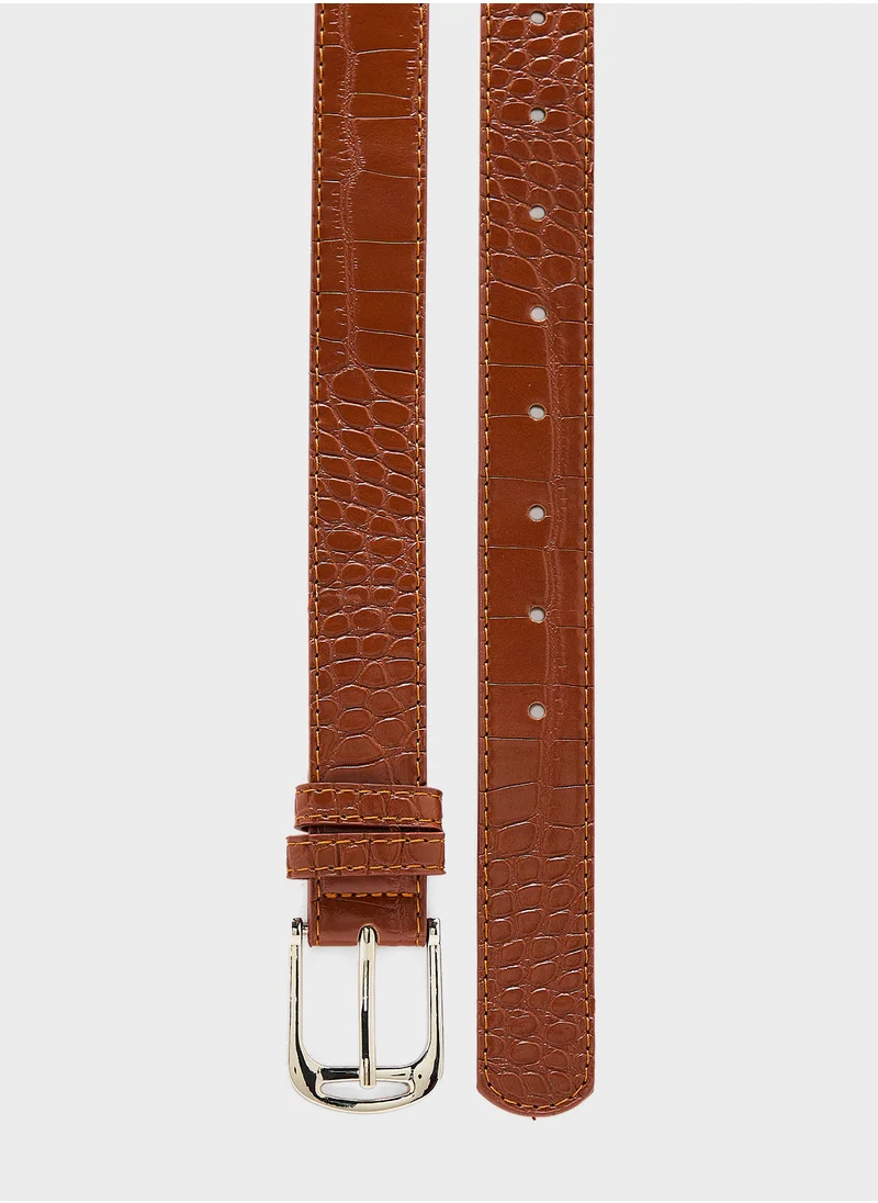 جينجر Croc Print Belt