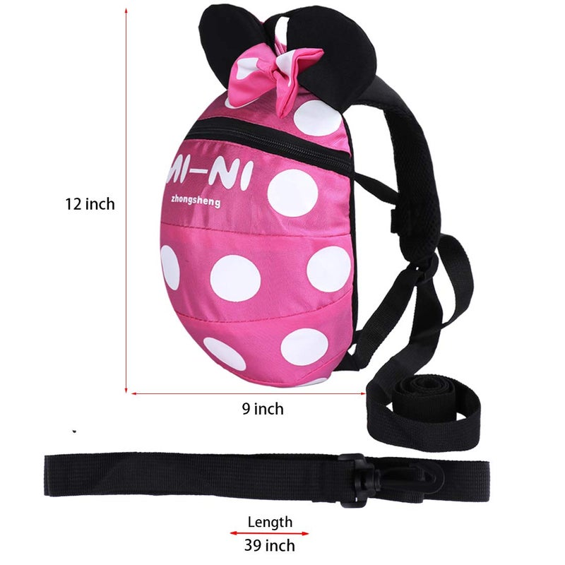Trixie Baby Toddler Safety Harness Backpack Child Kids Cute Cartoon Strap Shoulder Backpack Bag with Reins Leash Rucksack Harness Walkers Tether Belt,FOR 1-5 YEARS OLD TODDLER. (Rose red S-for 1-5years old) - Image 2