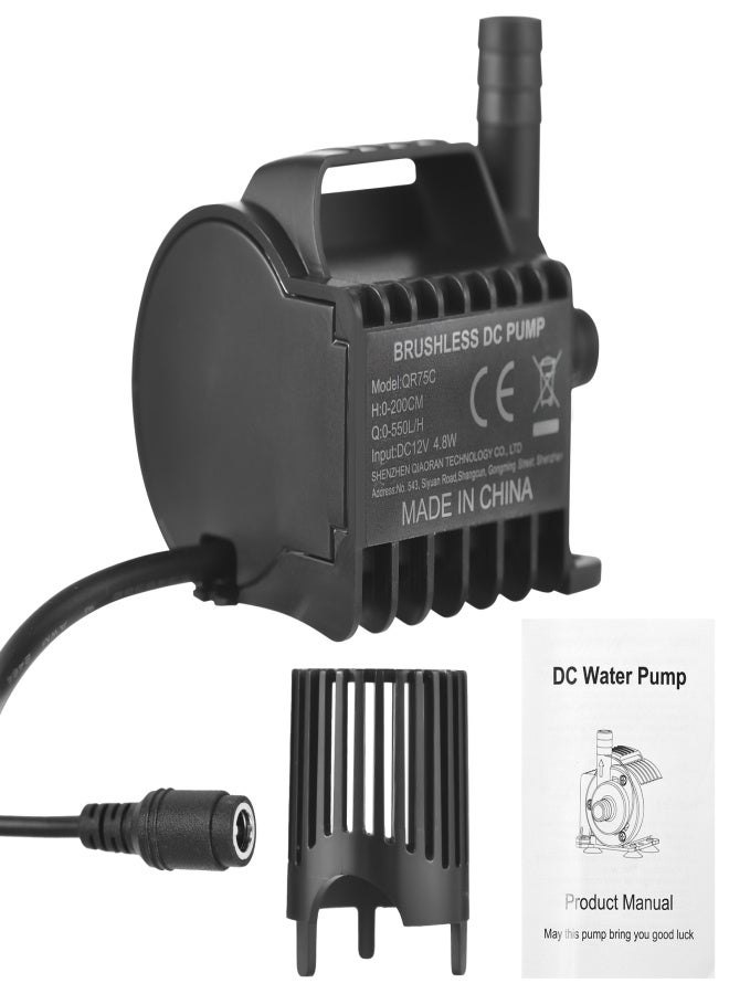 Submersible 12V Water Pump Electric 550L/H Small Fountain Pump with Max 6.5ft Lift, 6.5ft DC Female Plug and Suction Cup Base, Portable Mini Pump for Fish Tank, Pond, Aquarium, Pet Drinking - Image 4