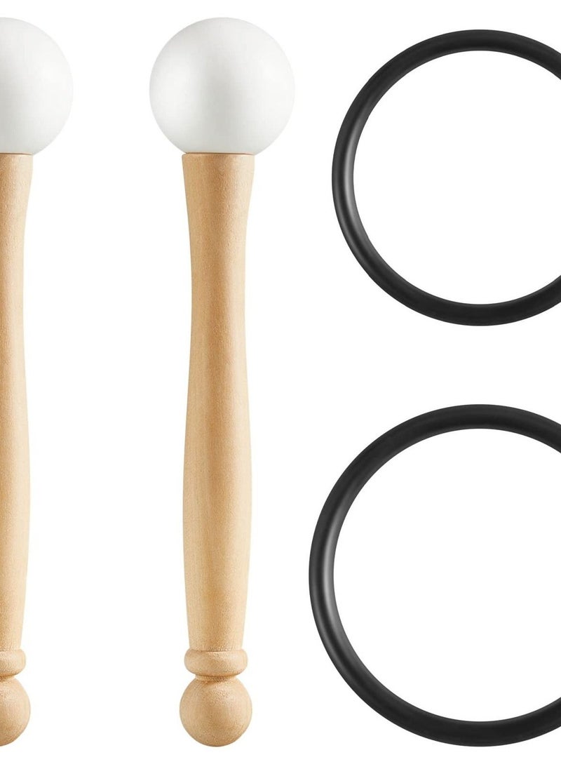 Generic Singing Bowl Mallet Set, Includes Crystal Bowl Rubber Mallet Striker and O Rings, 2 Rubber Head Wood Handle Mallets, and 2 Rubber O Rings for Crystal Singing Bowl Sound Meditation  - Image 1