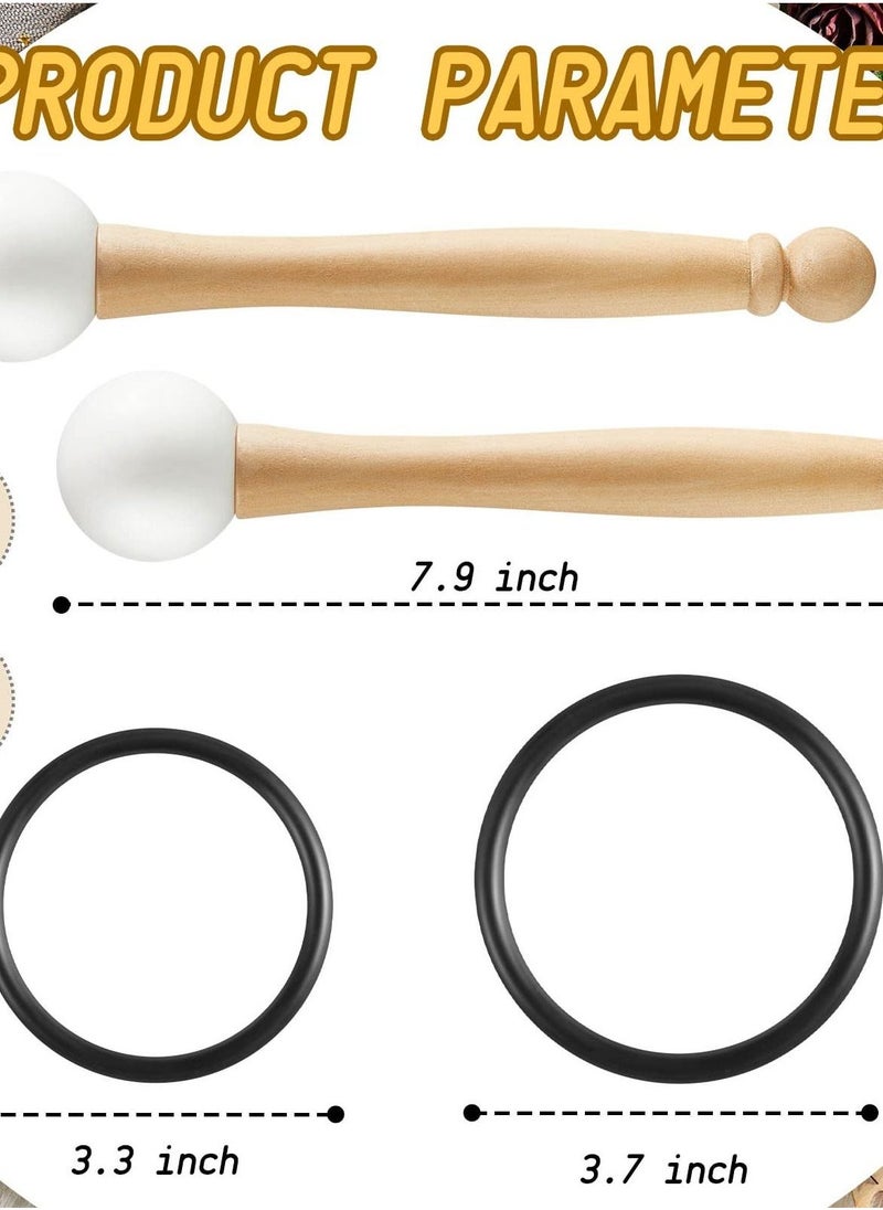 Generic Singing Bowl Mallet Set, Includes Crystal Bowl Rubber Mallet Striker and O Rings, 2 Rubber Head Wood Handle Mallets, and 2 Rubber O Rings for Crystal Singing Bowl Sound Meditation  - Image 2