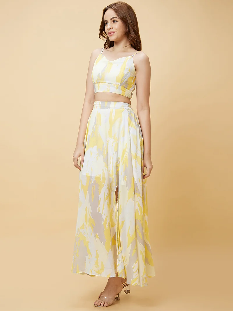 globus Women Abstract Printed Smocked Co Ord Set