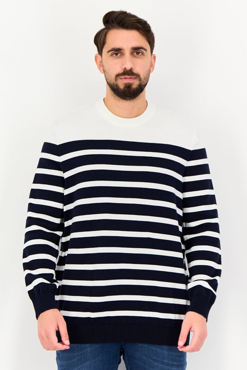 Celio Men Crew Neck Stripe Sweater, Multicolor - Image 1