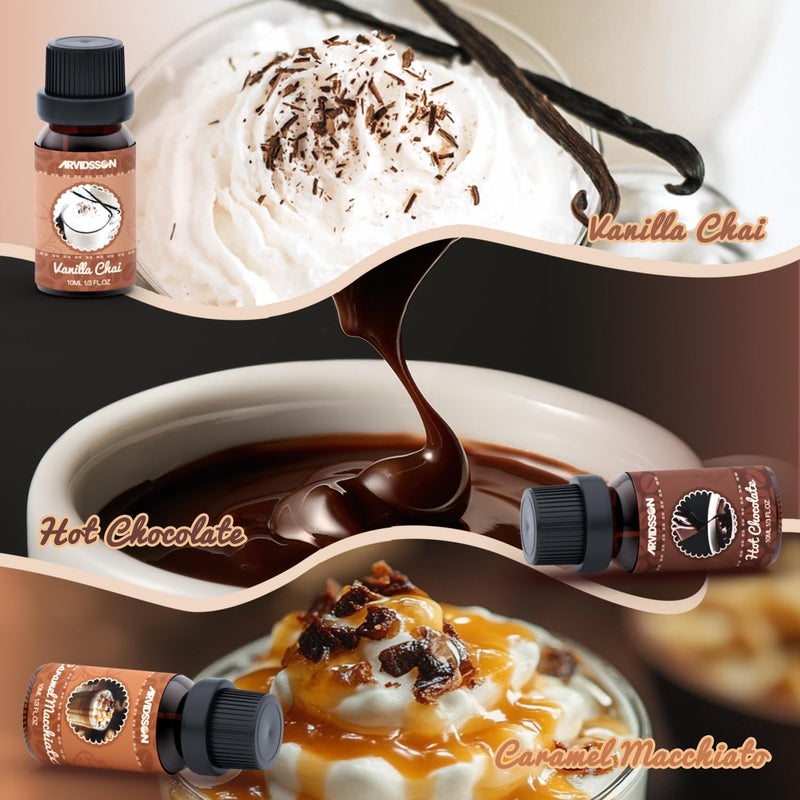 ARVIDSSON Coffee Fragrance Oils Set, Premium Essential Oils for Diffuser, Espresso, Vanilla Chai, Hot Chocolate, Blueberry Muffin, Eggnog Latte, Caramel Macchiato, Coffee Shop Scented Oils - Image 4