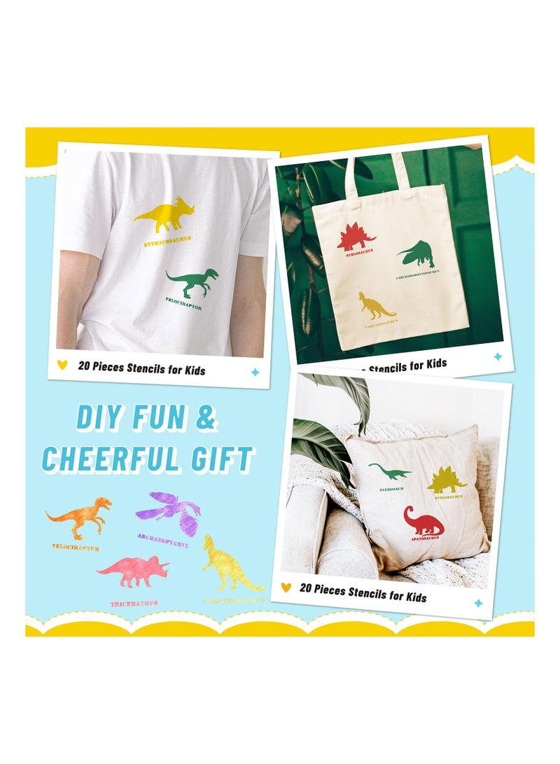 20 Dinosaur Stencils for Kids - Large Washable Templates for Creative Painting and Skill Development - Perfect Gift for Young Artists - Image 3