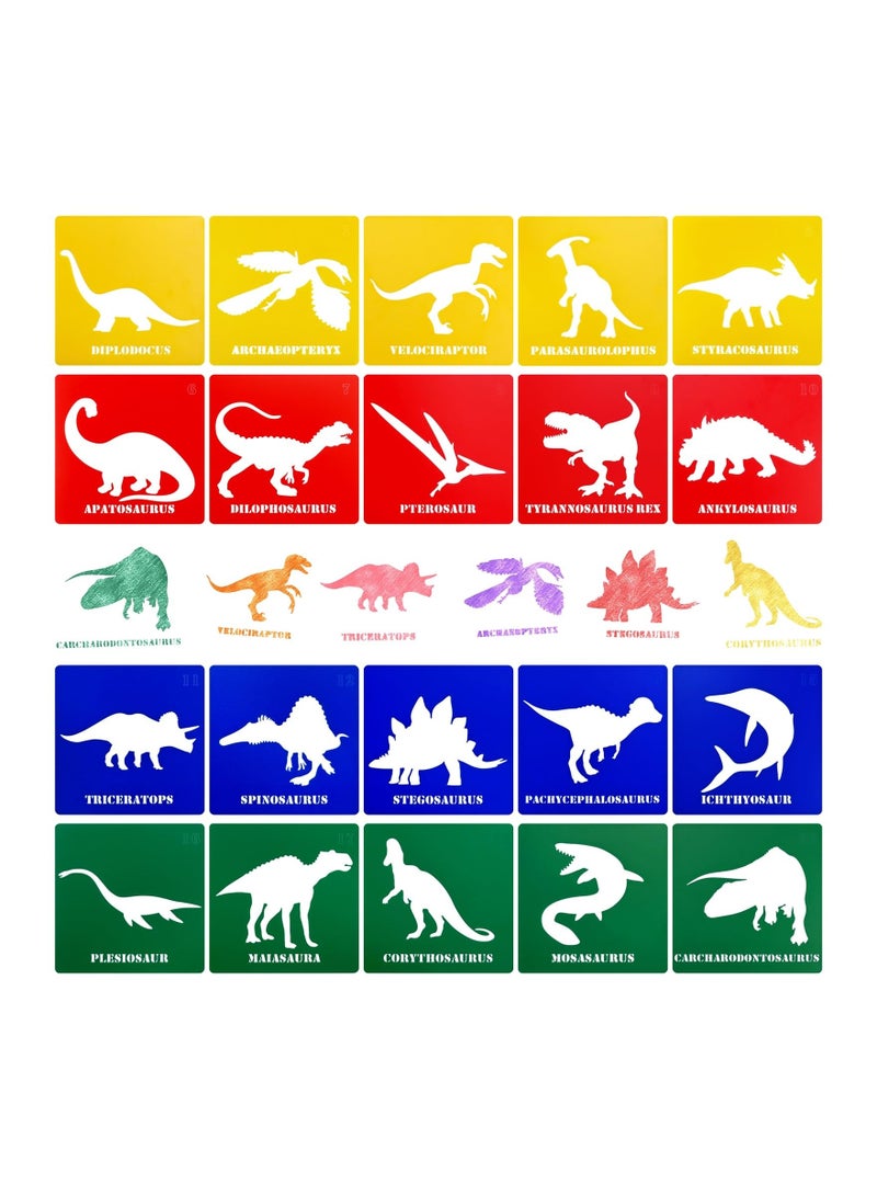 20 Dinosaur Stencils for Kids - Large Washable Templates for Creative Painting and Skill Development - Perfect Gift for Young Artists - Image 1