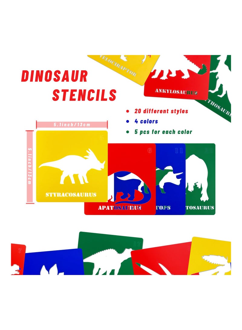 20 Dinosaur Stencils for Kids - Large Washable Templates for Creative Painting and Skill Development - Perfect Gift for Young Artists - Image 2