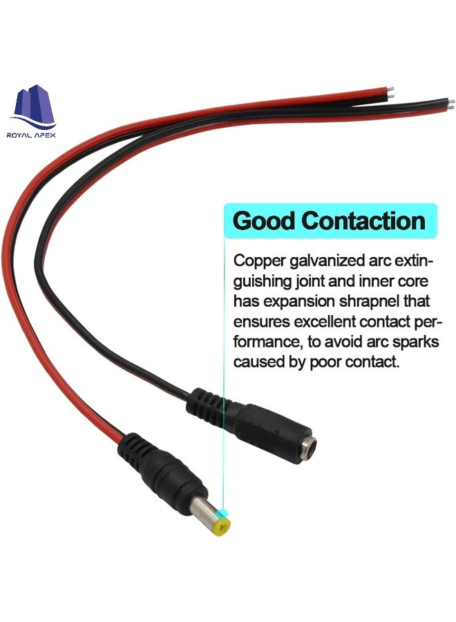 Royal Apex 10Pcs Dc Power Supply Wire Jack Plug Wire Connector For Cctv Security Camera And Lighting Power Adapter Female Pin - Image 3