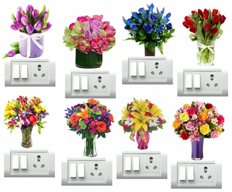 DecorVilla Decor Villa Combo PVC Switch Board Wall Sticker for Living Room Bedroom Office Home Hall Decor Beautifull Flowerpot and Grass Wall Sticker Size33X63CM - Image 2