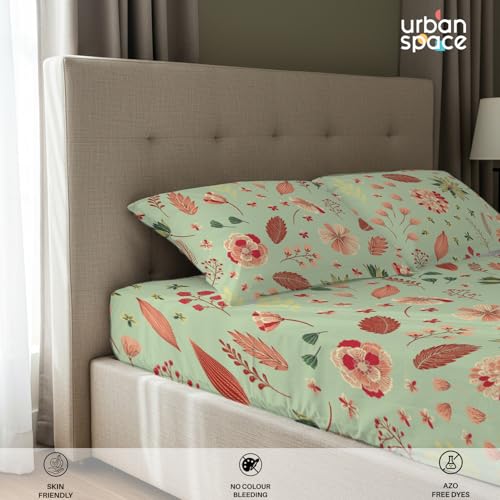 Urban Space Serene 100% Cotton 200 TC Bedsheet for Double Bed, Bed Sheet Queen Size, Double Bedsheet Cotton with 2 Pillow Covers Floral(Size 88 x 100 inches, Sedum Pink) - Image 4