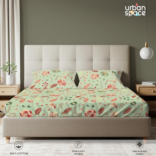 Urban Space Serene 100% Cotton 200 TC Bedsheet for Double Bed, Bed Sheet Queen Size, Double Bedsheet Cotton with 2 Pillow Covers Floral(Size 88 x 100 inches, Sedum Pink) - Image 3
