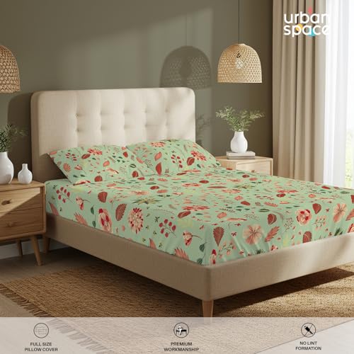 Urban Space Serene 100% Cotton 200 TC Bedsheet for Double Bed, Bed Sheet Queen Size, Double Bedsheet Cotton with 2 Pillow Covers Floral(Size 88 x 100 inches, Sedum Pink) - Image 5