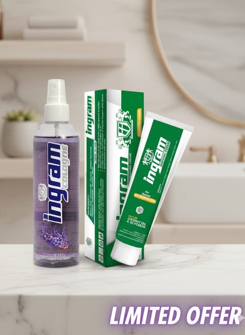 إنجرام كريم الحلاقة 60 جم و كولونيا رومانتك فلاور 250 مل - Image 2