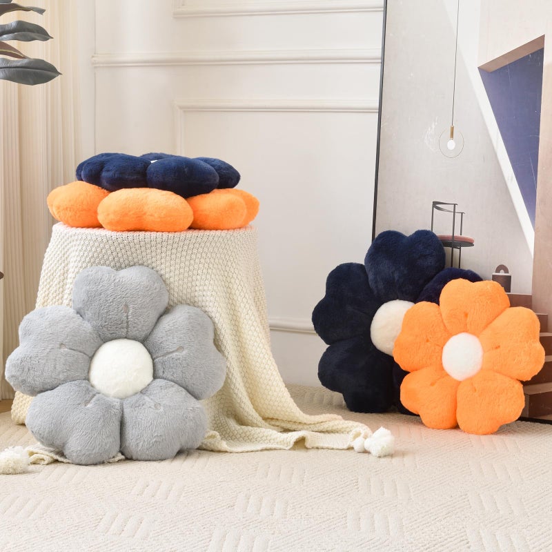 Ddliury Flower Pillow, Flower Shaped Pillow Decorative Throw Pillows for Bed Couch, Cute Daisy Pillow Dorm Decor Floor Seating Cushion (Grey, 15 Inches) - Image 4
