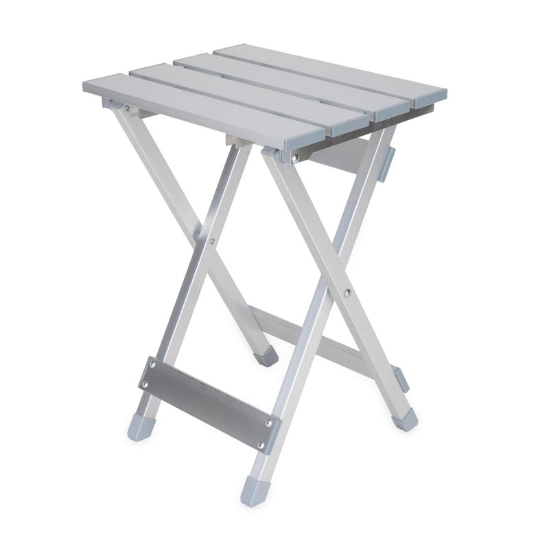Camco Aluminum Small Outdoor Side Table Folding Camping Table Supports Up to 130lb Features Durable Aluminum Construction Collapses for Easy RV Storage 51890