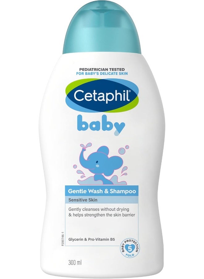 Cetaphil Baby Gentle Wash & Shampoo, Foaming Hair & Body Wash for Sensitive Skin, Unscented, 300ml