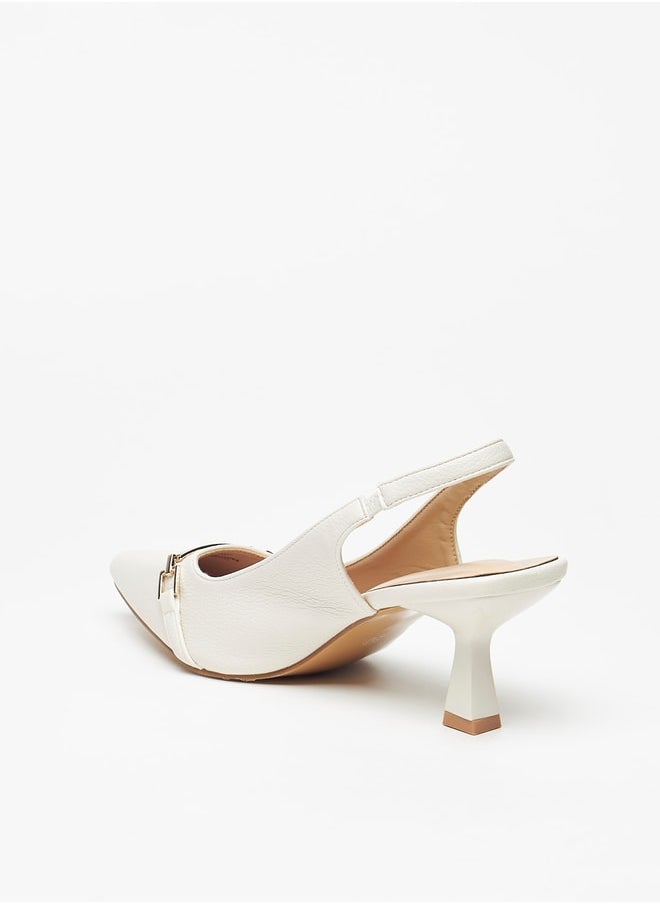 Flora Bella By Shoexpress - Women's Logo Detail Slingback Pumps with Kitten Heels Ramadan Collection - Image 1