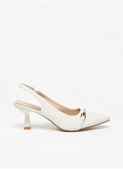 Women's Logo Detail Slingback Pumps with Kitten Heels Ramadan Collection