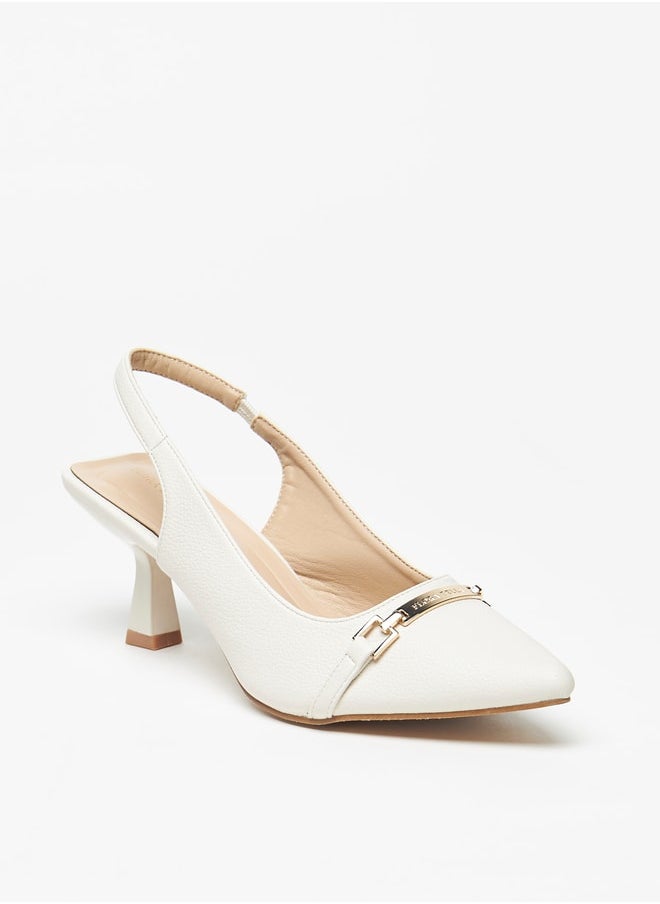 Flora Bella By Shoexpress - Women's Logo Detail Slingback Pumps with Kitten Heels Ramadan Collection - Image 1