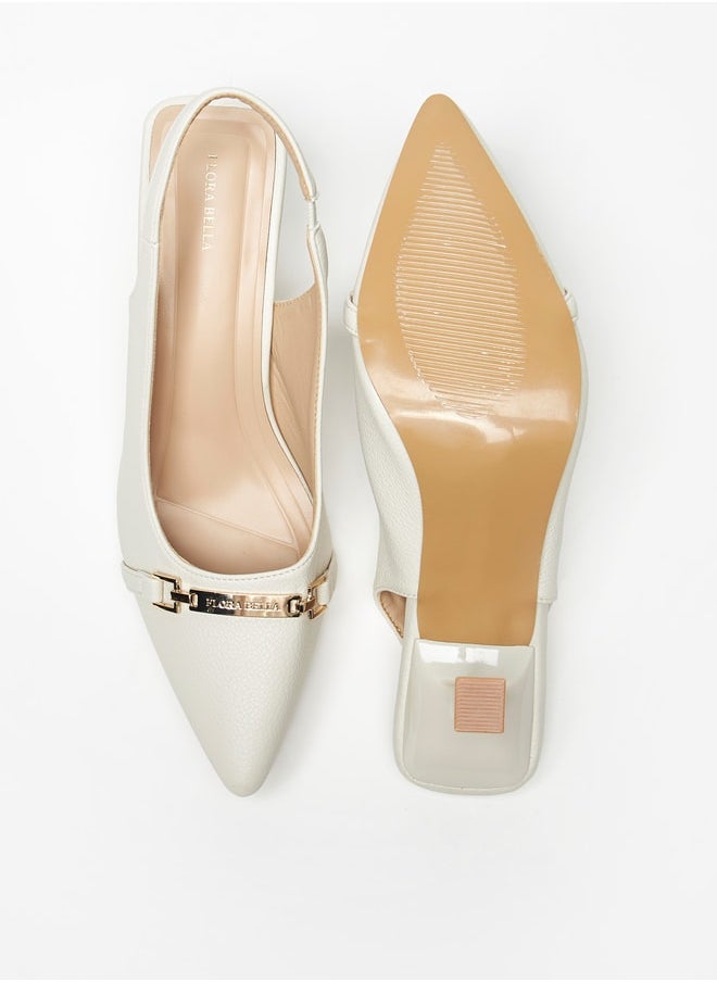 Flora Bella By Shoexpress - Women's Logo Detail Slingback Pumps with Kitten Heels Ramadan Collection - Image 1