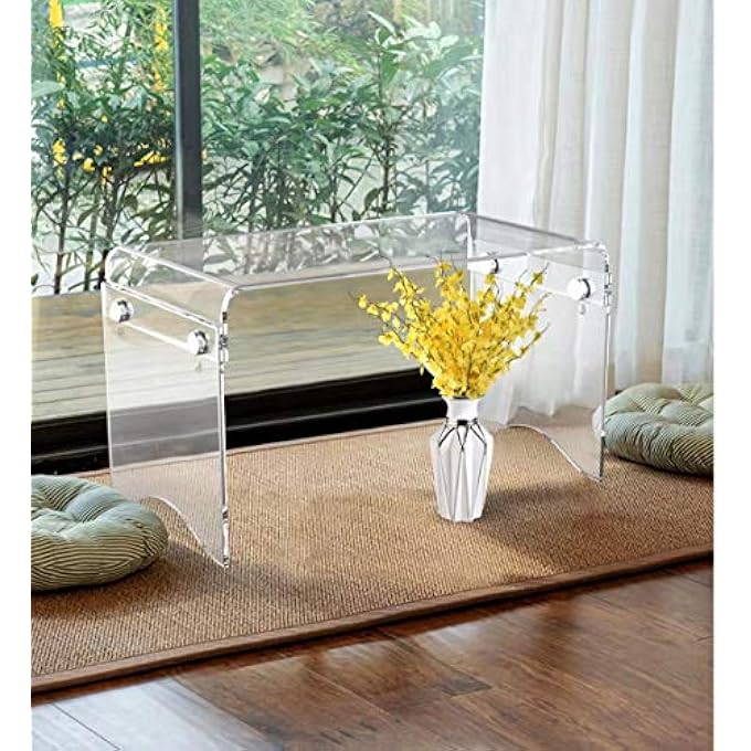 ONELUX (FLAT PACKED) WATERFALL ACRYLIC LAPTOP STAND TABLE,CLEAR BED BREAKFAST TABLE/OCCASIONAL SIDE SMALL TABLES - Image 1