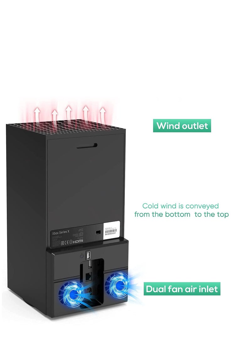 مروحة تبريد متوافقة مع وحدة تحكم Xbox Series X، مروحة تبريد مزدوجة خلفية متوافقة مع Xbox Series X، مع 2 مروحة تبريد و 1 منفذ USB - Image 4